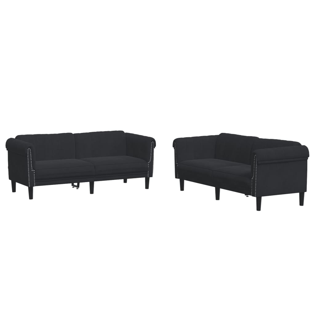Ensemble de canapés 2 pcs noir velours - XIOS