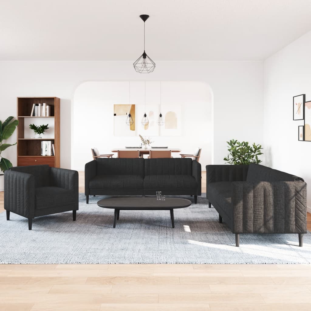 Ensemble de canapés 3 pcs noir tissu - XIOS