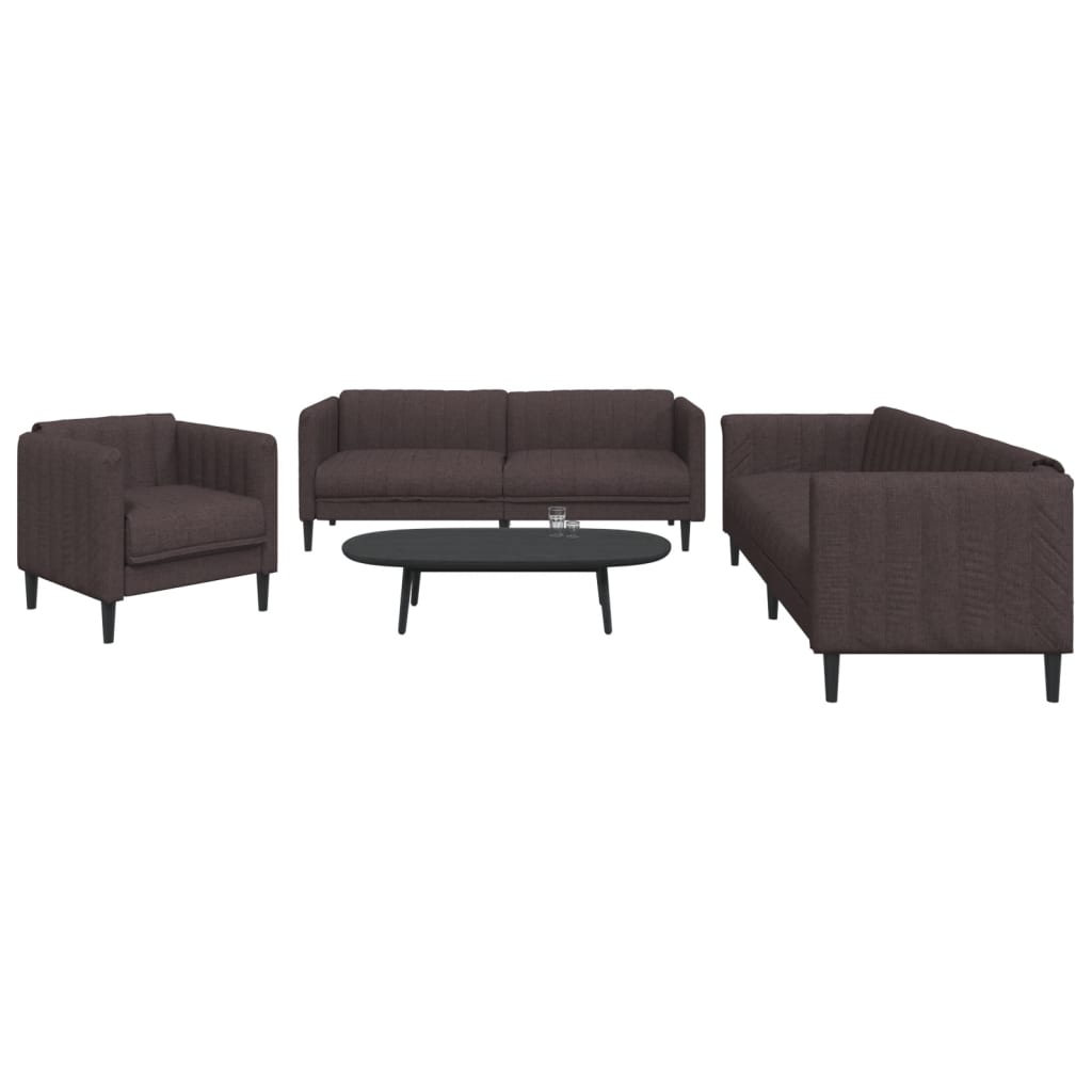 Ensemble de canapés 3 pcs marron foncé tissu - XIOS