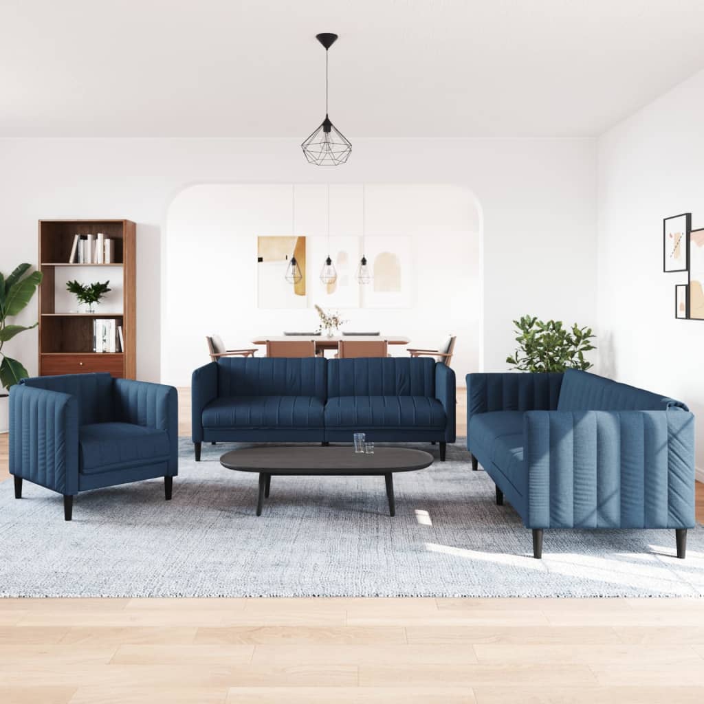 Ensemble de canapés 3 pcs bleu tissu - XIOS