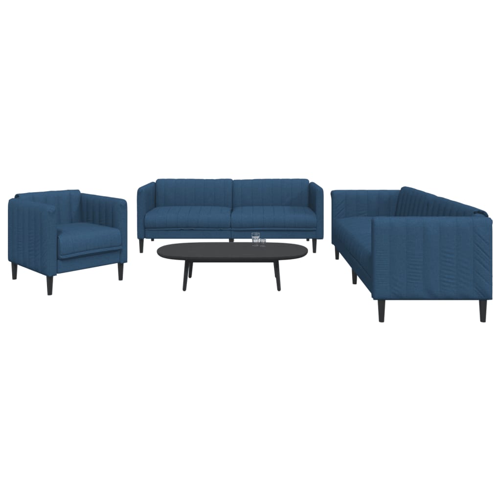 Ensemble de canapés 3 pcs bleu tissu - XIOS