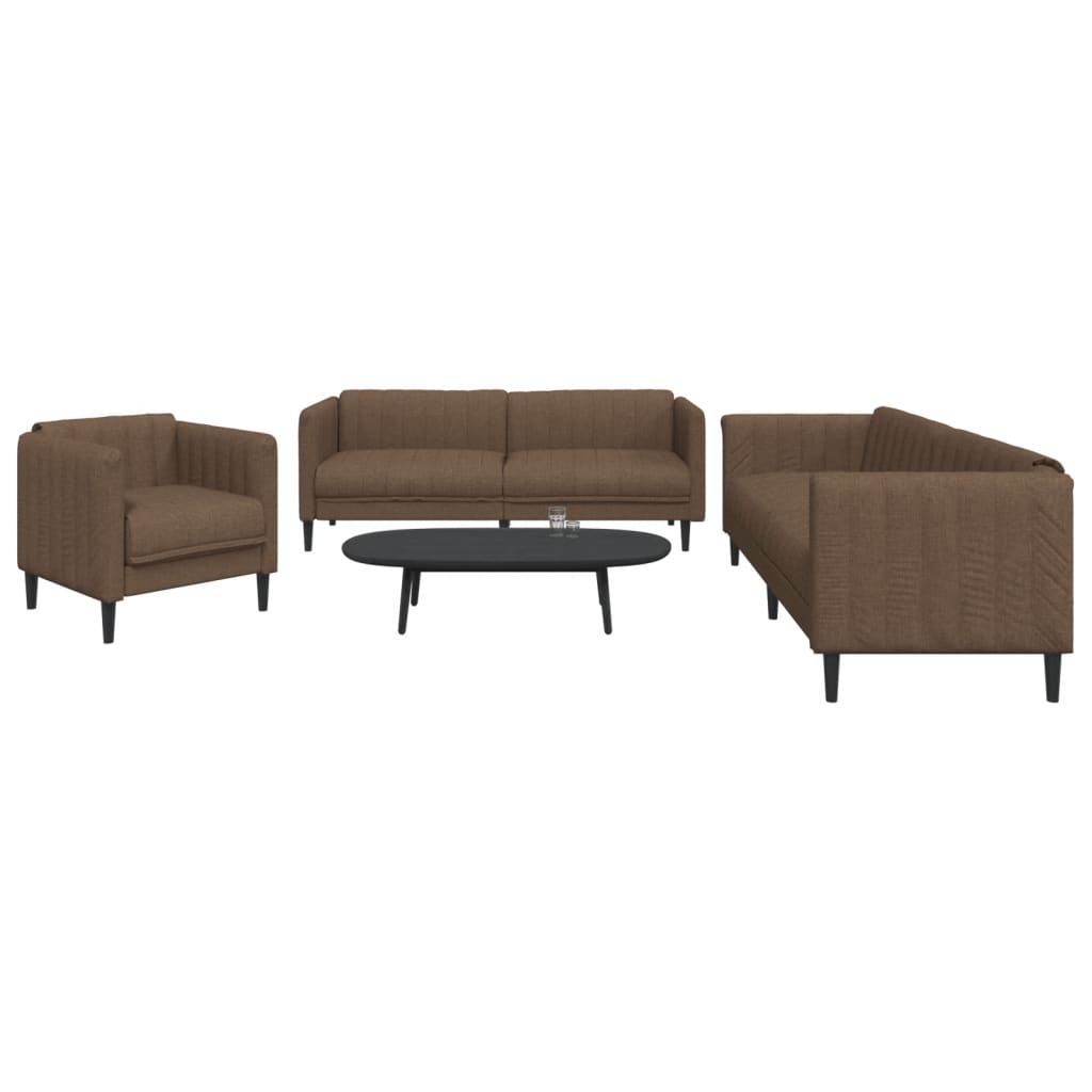 Ensemble de canapés 3 pcs marron tissu - XIOS