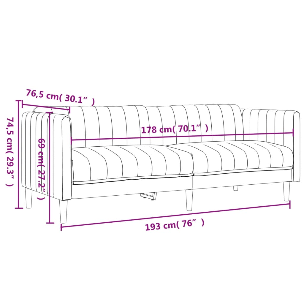 Ensemble de canapés 2 pcs marron foncé tissu - XIOS