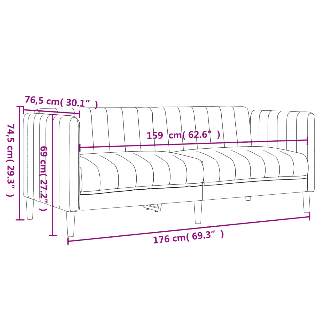 Ensemble de canapés 2 pcs marron foncé tissu - XIOS