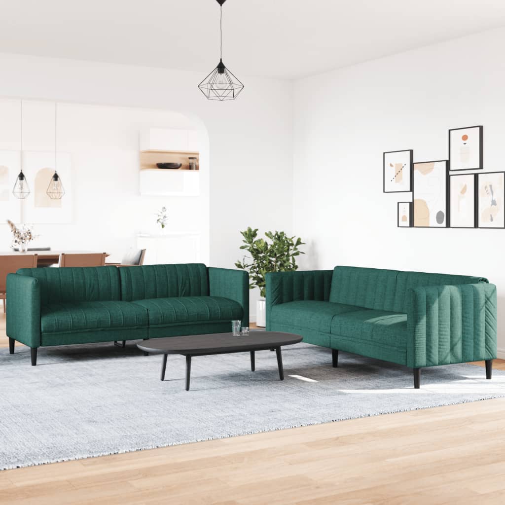 Ensemble de canapés 2 pcs vert foncé tissu - XIOS