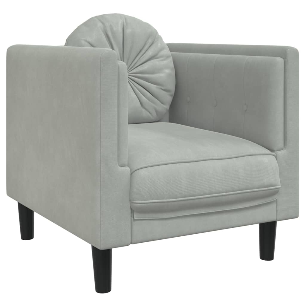 Ensemble de canapés 3 pcs avec coussins gris clair velours - XIOS