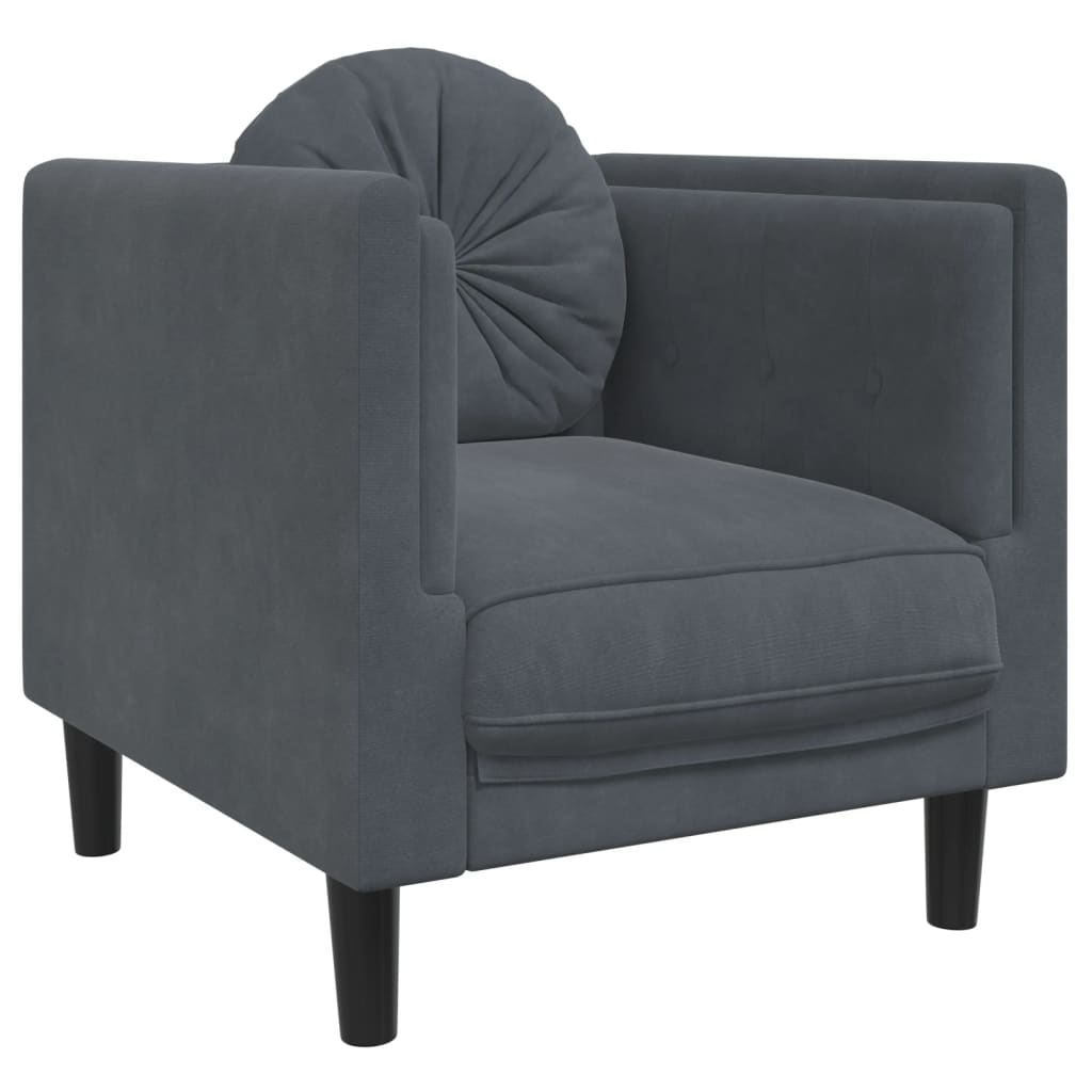 Ensemble de canapés 3 pcs avec coussins gris foncé velours - XIOS