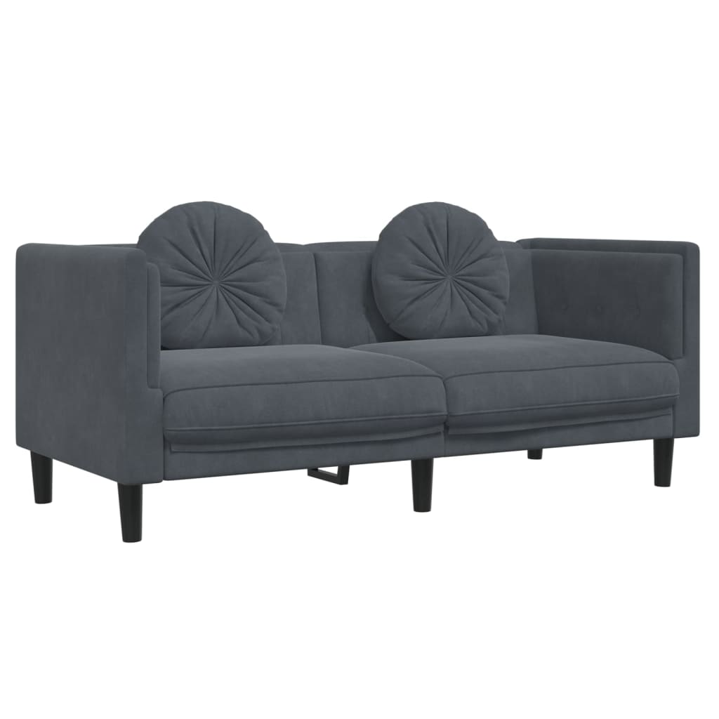 Ensemble de canapés 3 pcs avec coussins gris foncé velours - XIOS