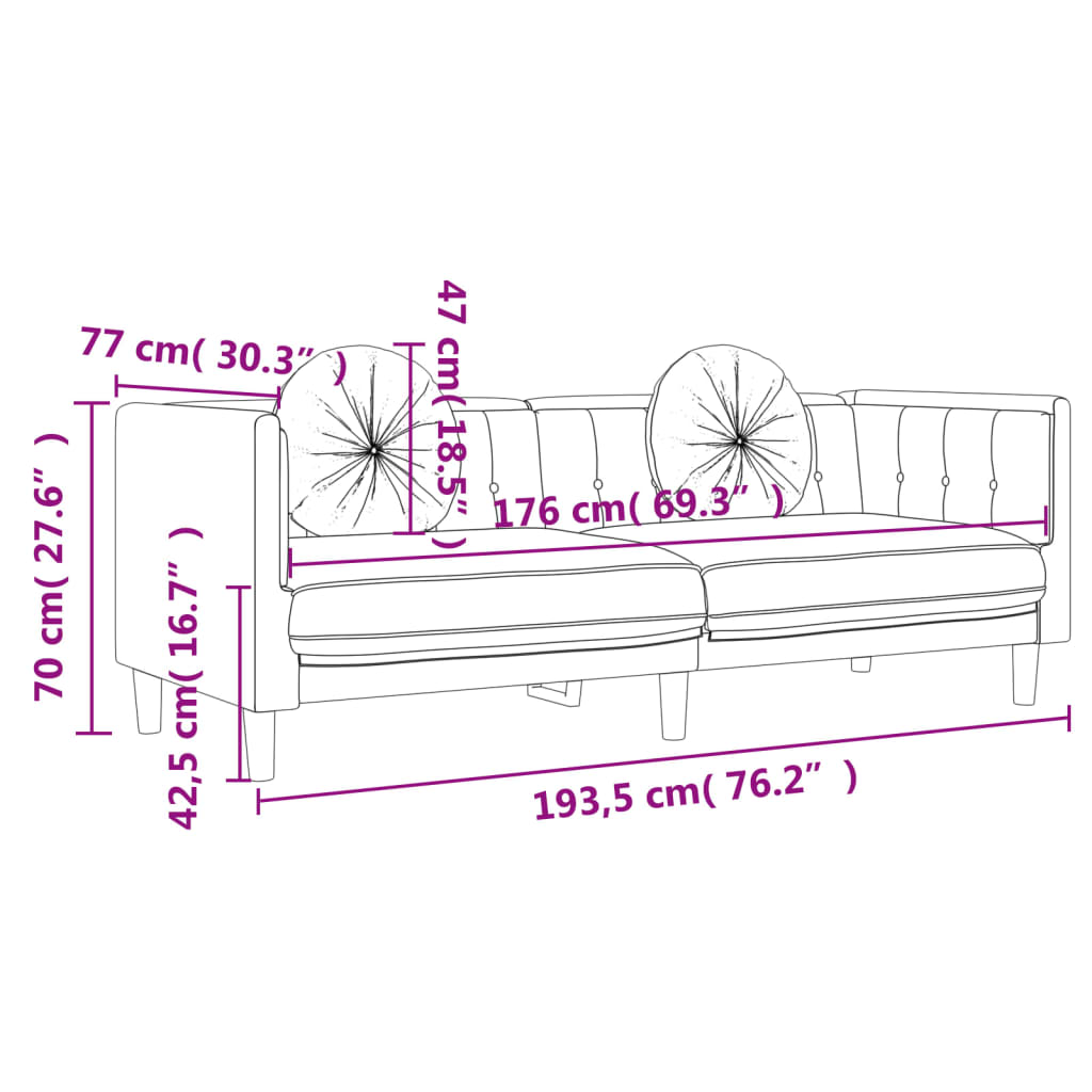 Ensemble de canapés 3 pcs avec coussins gris foncé velours - XIOS
