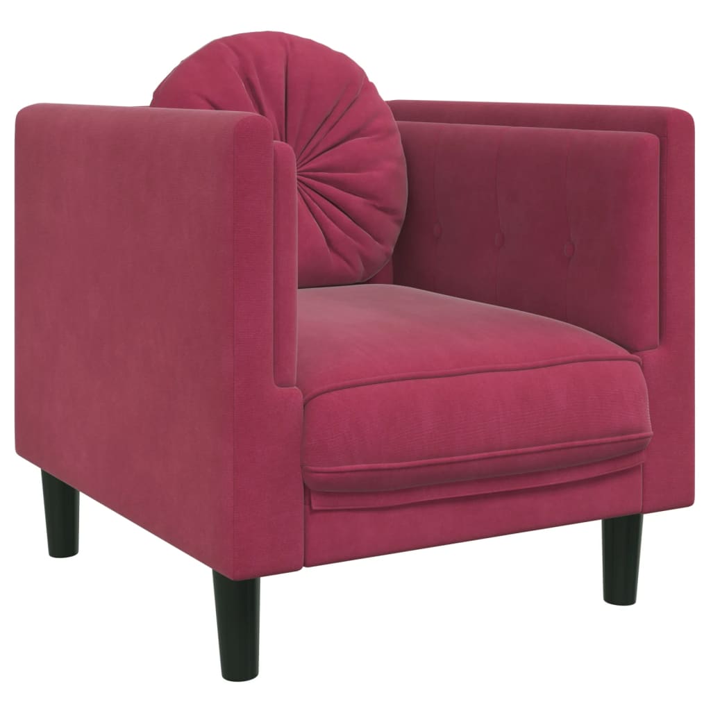 Ensemble de canapés 3 pcs avec coussins rouge bordeaux velours - XIOS