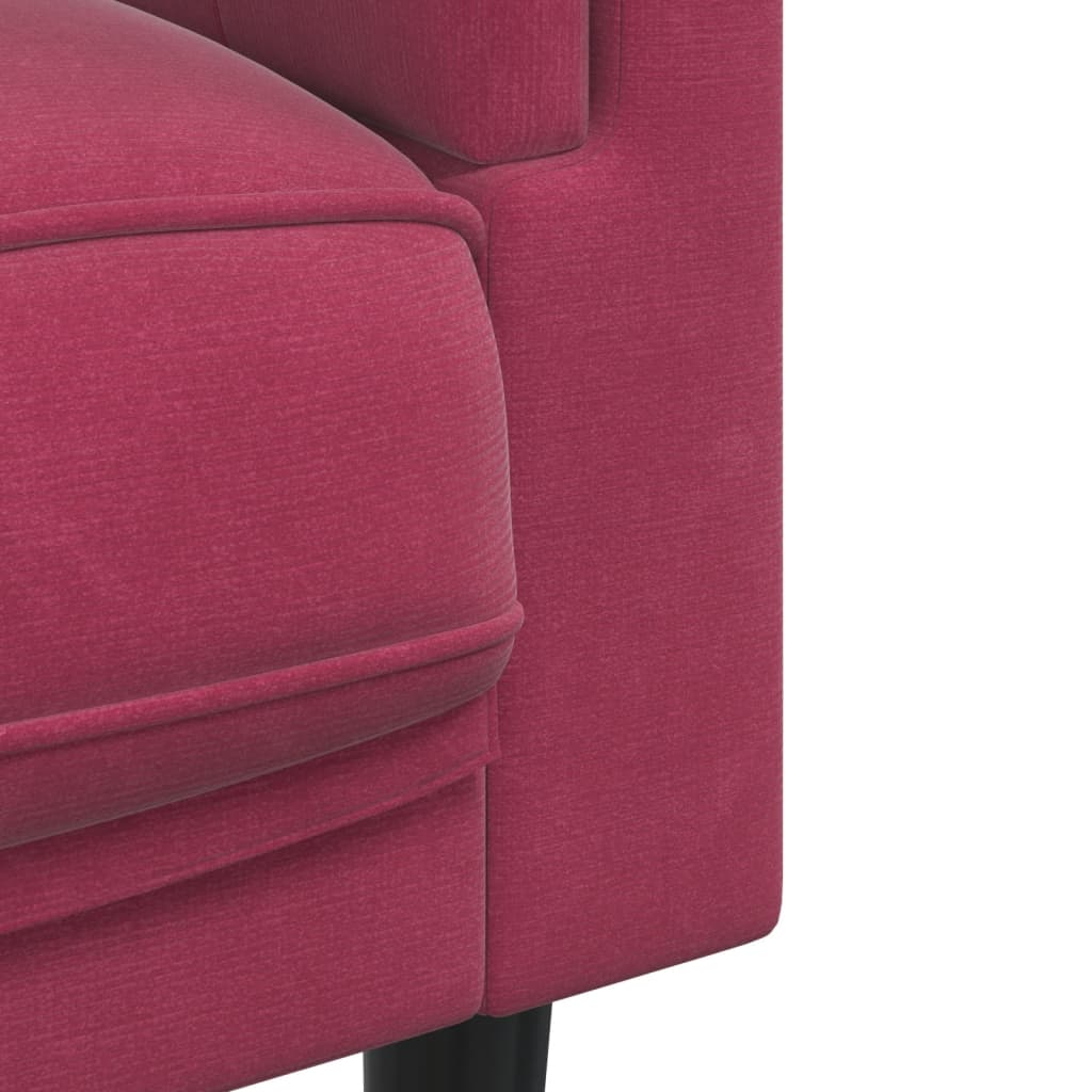 Ensemble de canapés 3 pcs avec coussins rouge bordeaux velours - XIOS