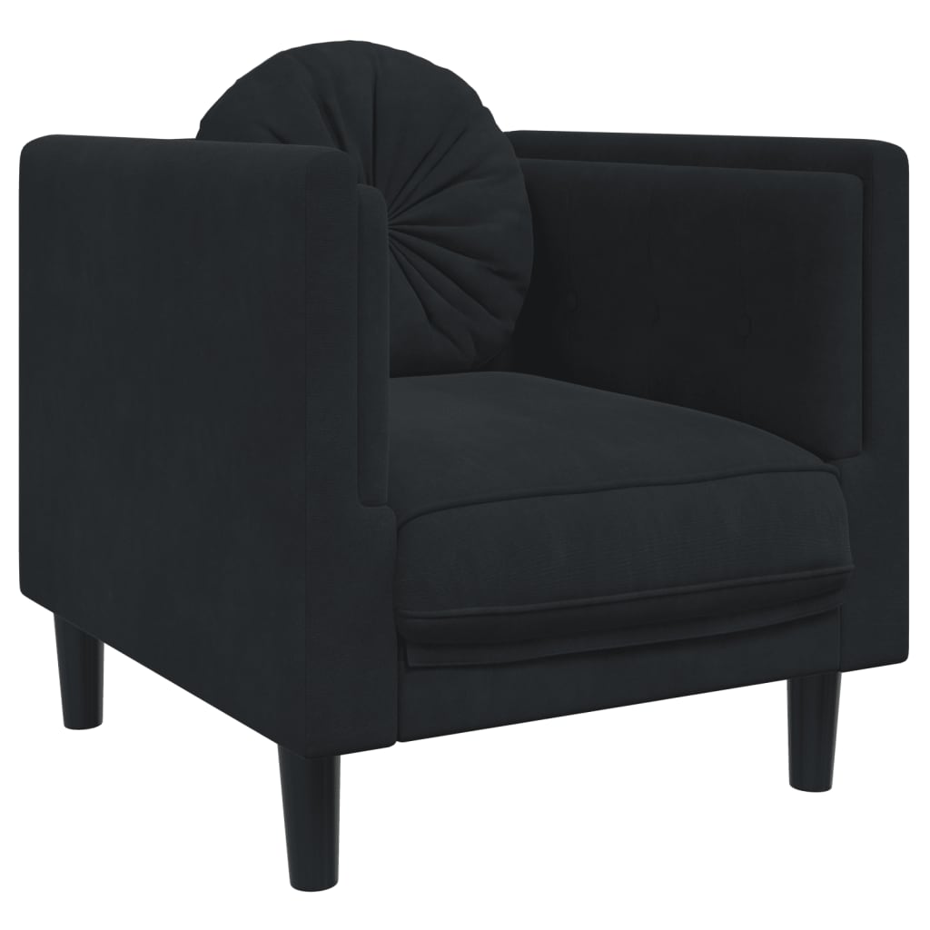 Ensemble de canapés 3 pcs avec coussins noir velours - XIOS
