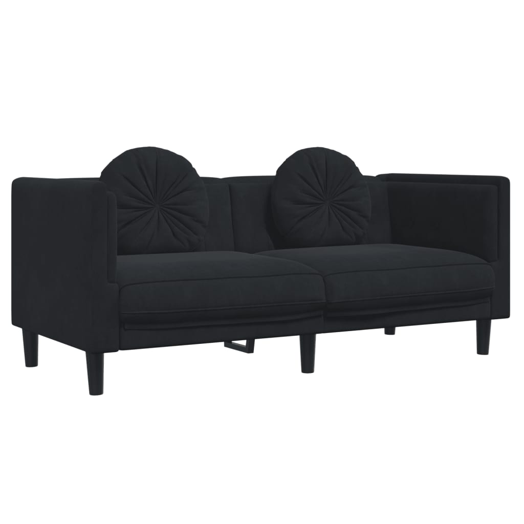 Ensemble de canapés 3 pcs avec coussins noir velours - XIOS
