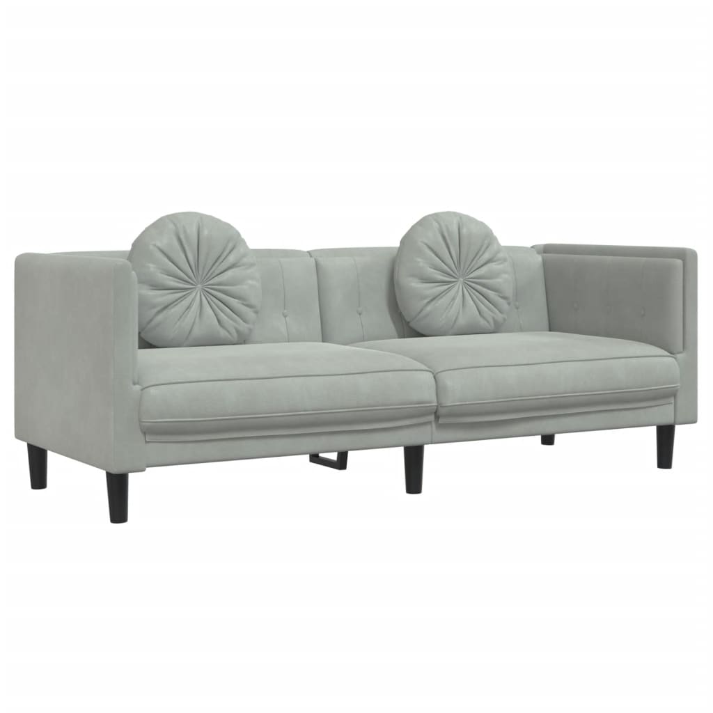 Ensemble de canapés 2 pcs avec coussins gris clair velours - XIOS
