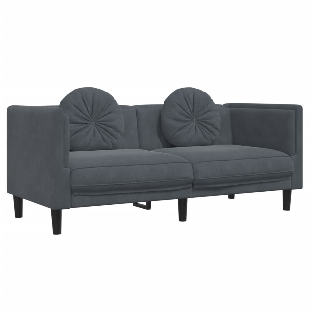 Ensemble de canapés 2 pcs avec coussins gris foncé velours - XIOS