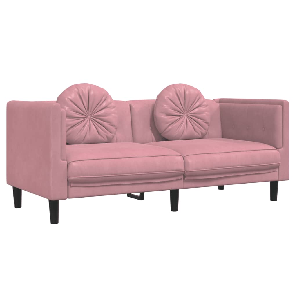 Ensemble de canapés 2 pcs avec coussins rose velours - XIOS