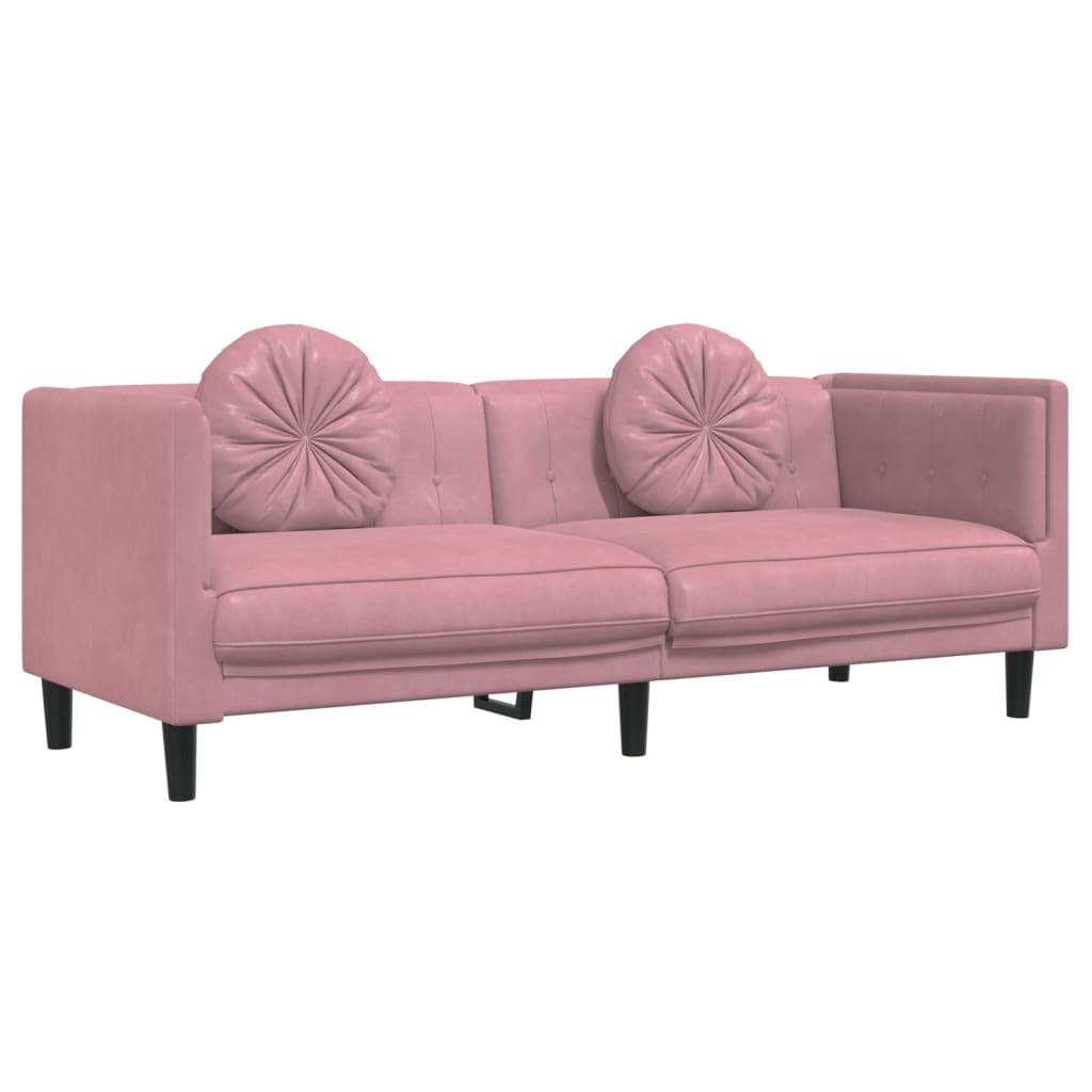 Ensemble de canapés 2 pcs avec coussins rose velours - XIOS