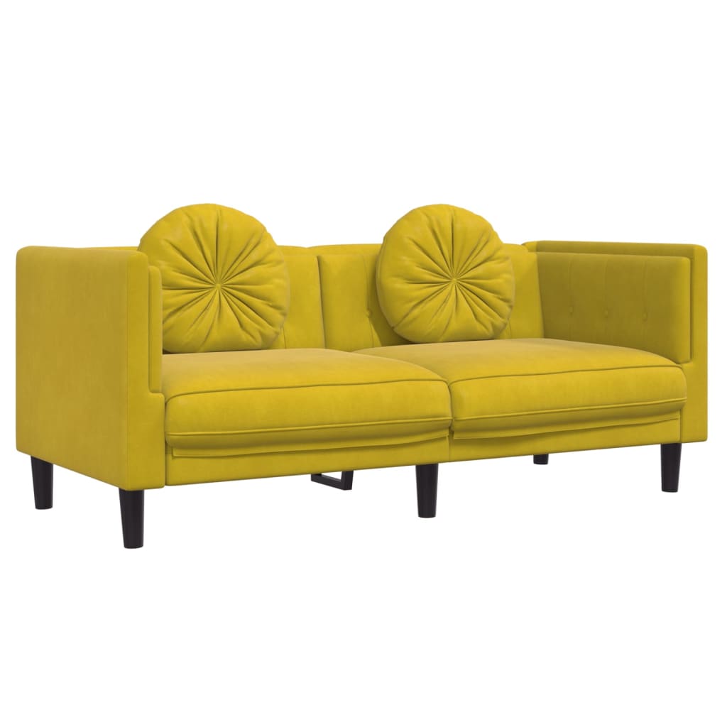 Ensemble de canapés 2 pcs avec coussins jaune velours - XIOS