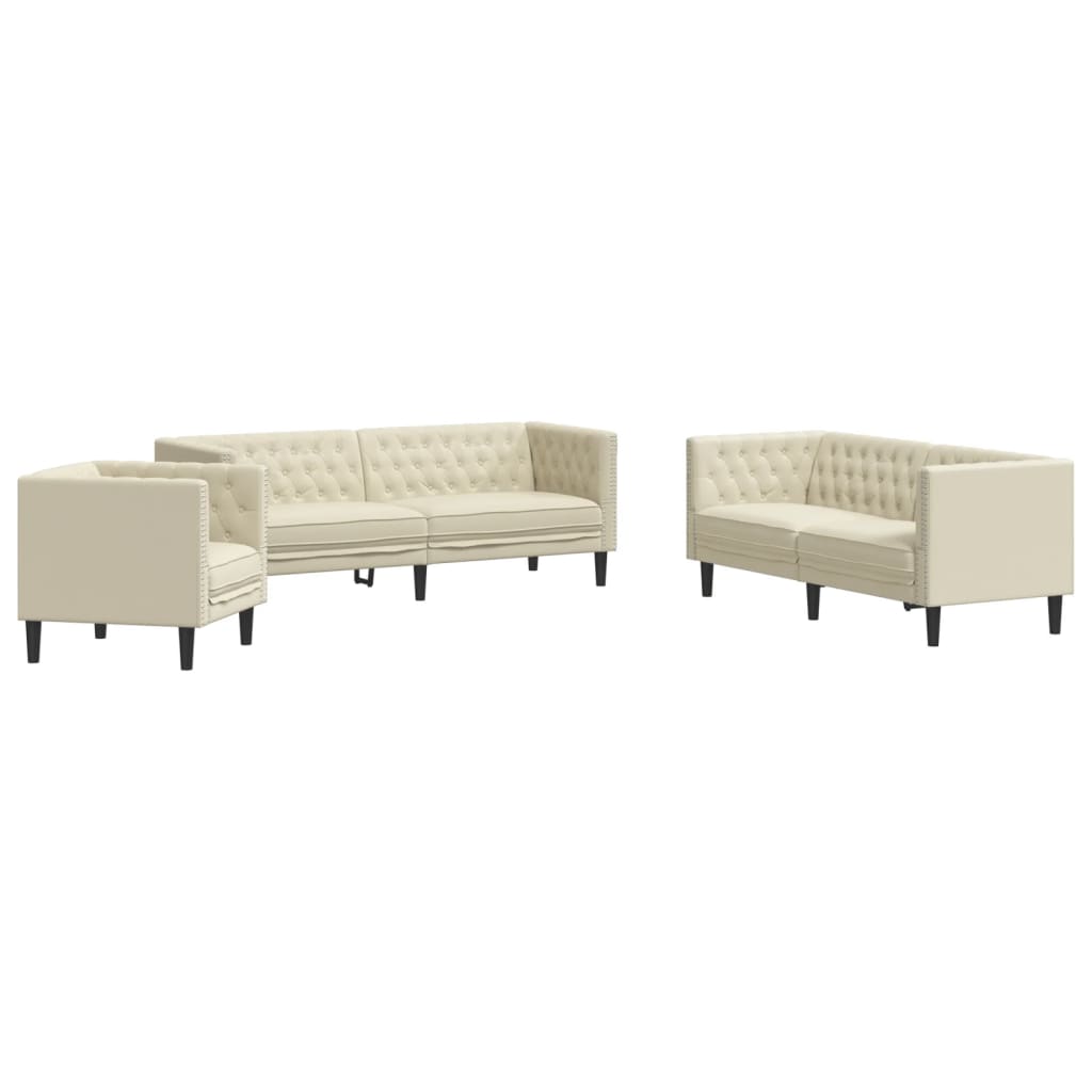 Ensemble de canapé Chesterfield 3 pcs crème similicuir - XIOS