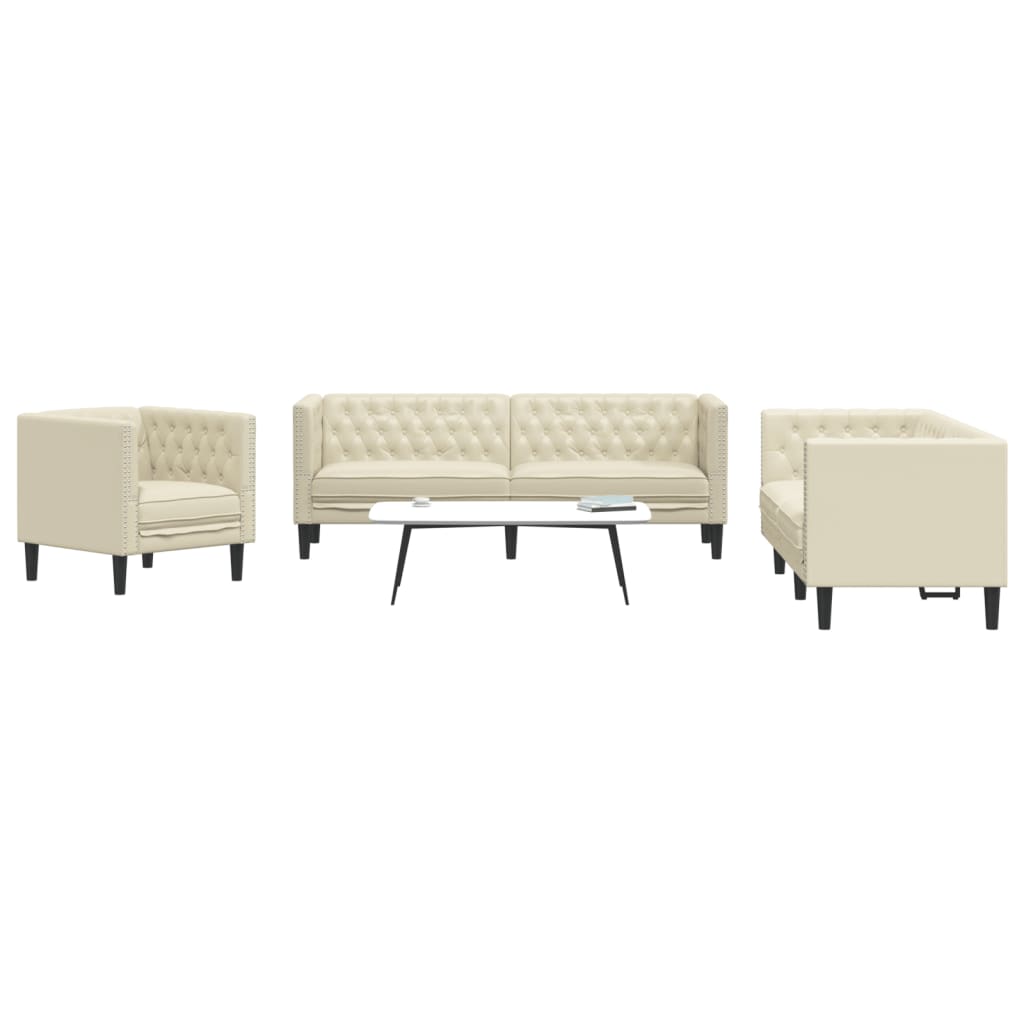 Ensemble de canapé Chesterfield 3 pcs crème similicuir - XIOS