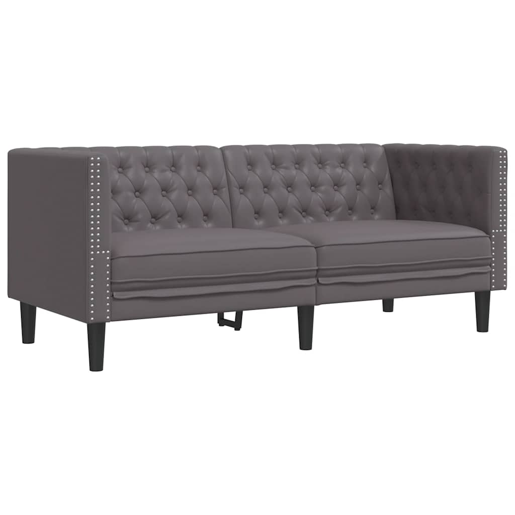 Ensemble de canapé Chesterfield 3 pcs gris similicuir - XIOS
