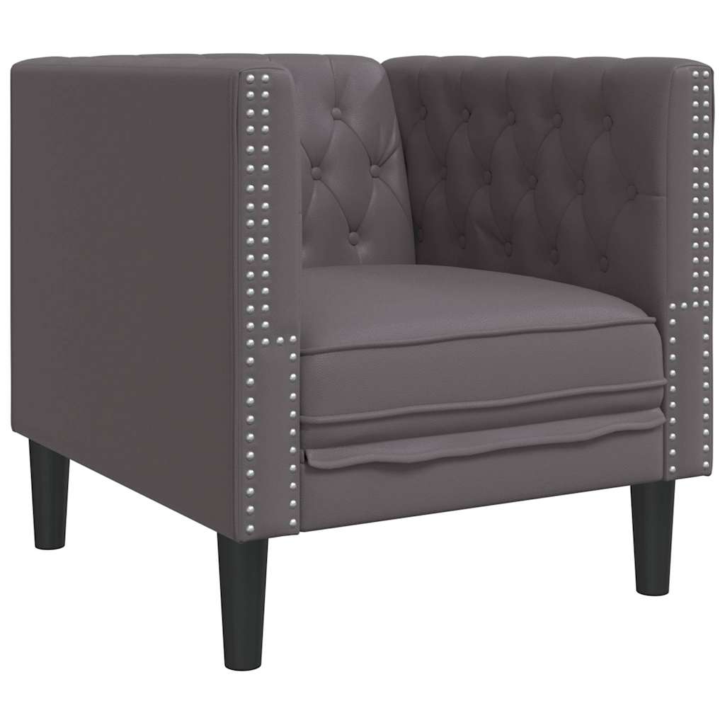 Ensemble de canapé Chesterfield 3 pcs gris similicuir - XIOS