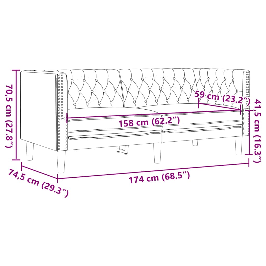 Ensemble de canapé Chesterfield 3 pcs gris similicuir - XIOS