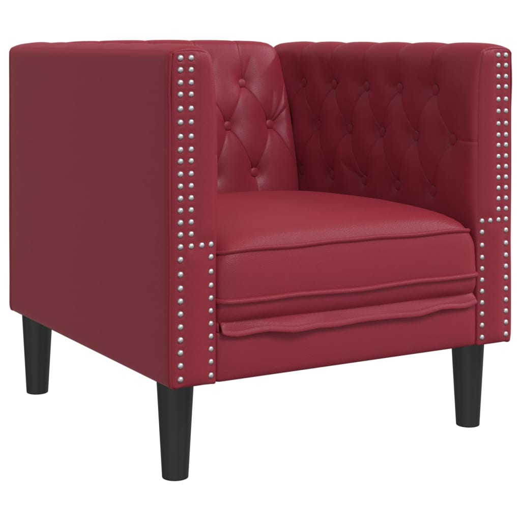 Ensemble de canapés Chesterfield 3pcs rouge bordeaux similicuir - XIOS