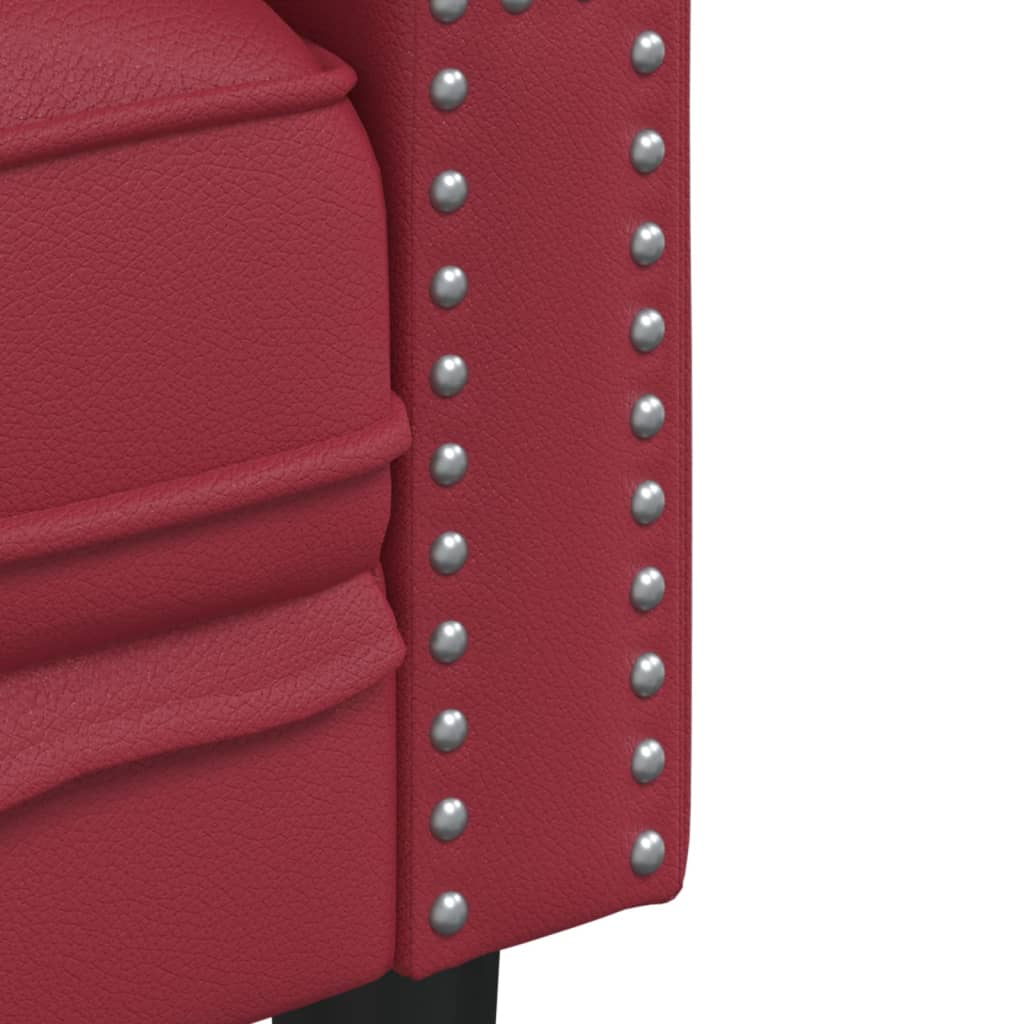 Ensemble de canapés Chesterfield 3pcs rouge bordeaux similicuir - XIOS