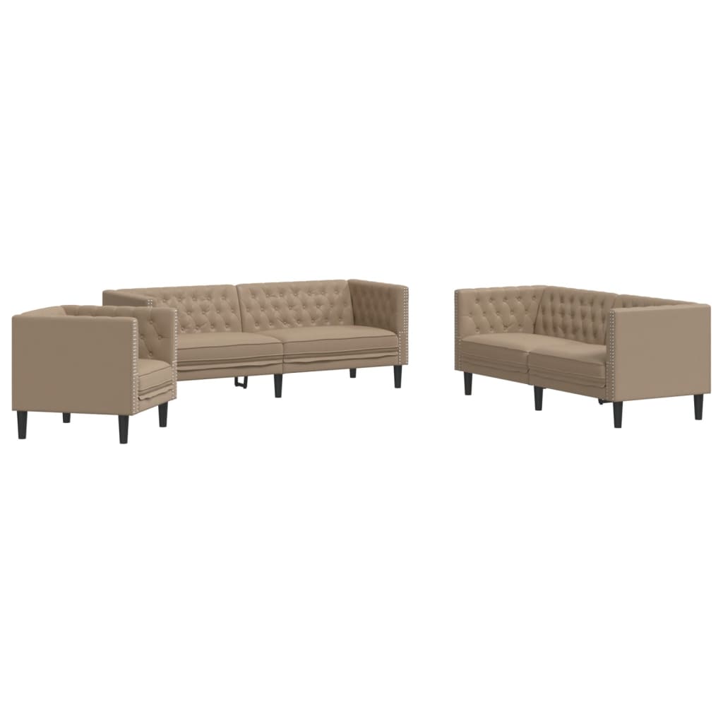 Ensemble de canapé Chesterfield 3 pcs cappuccino similicuir - XIOS