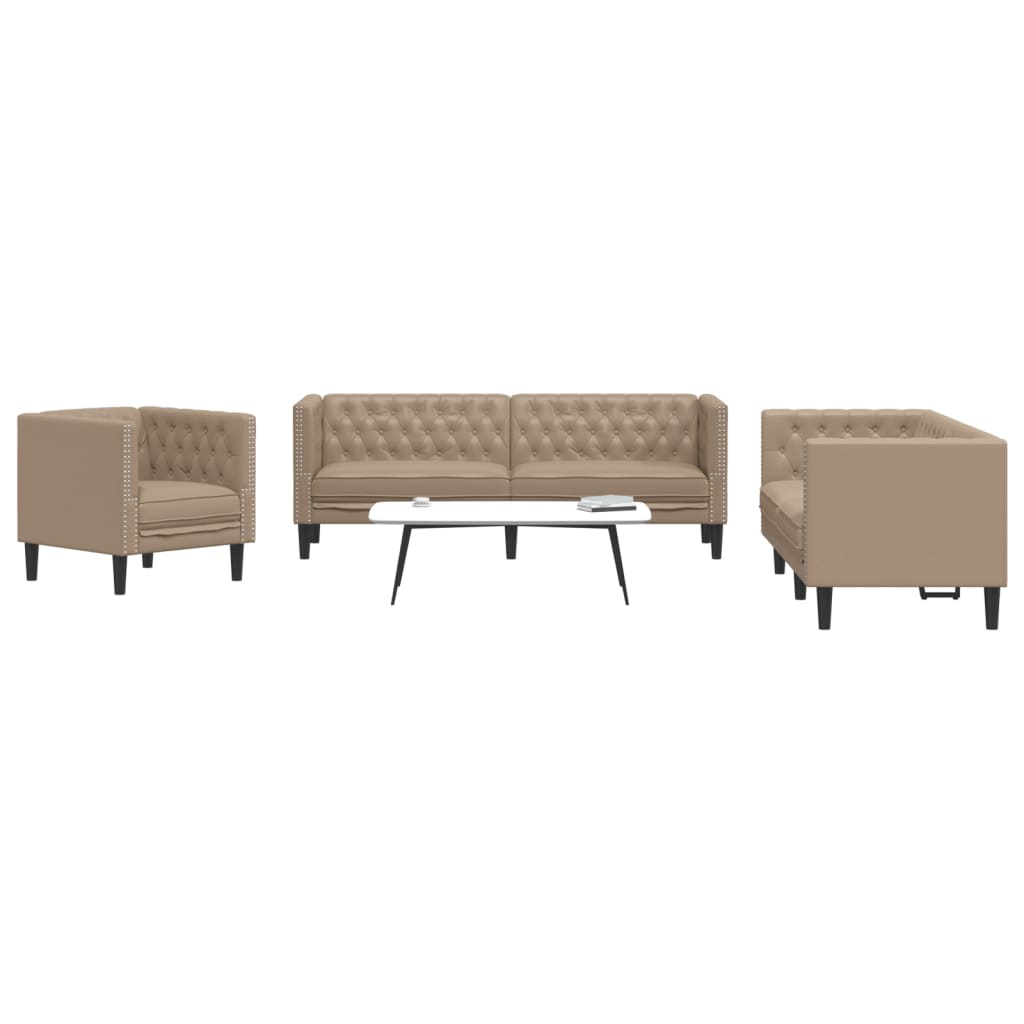Ensemble de canapé Chesterfield 3 pcs cappuccino similicuir - XIOS