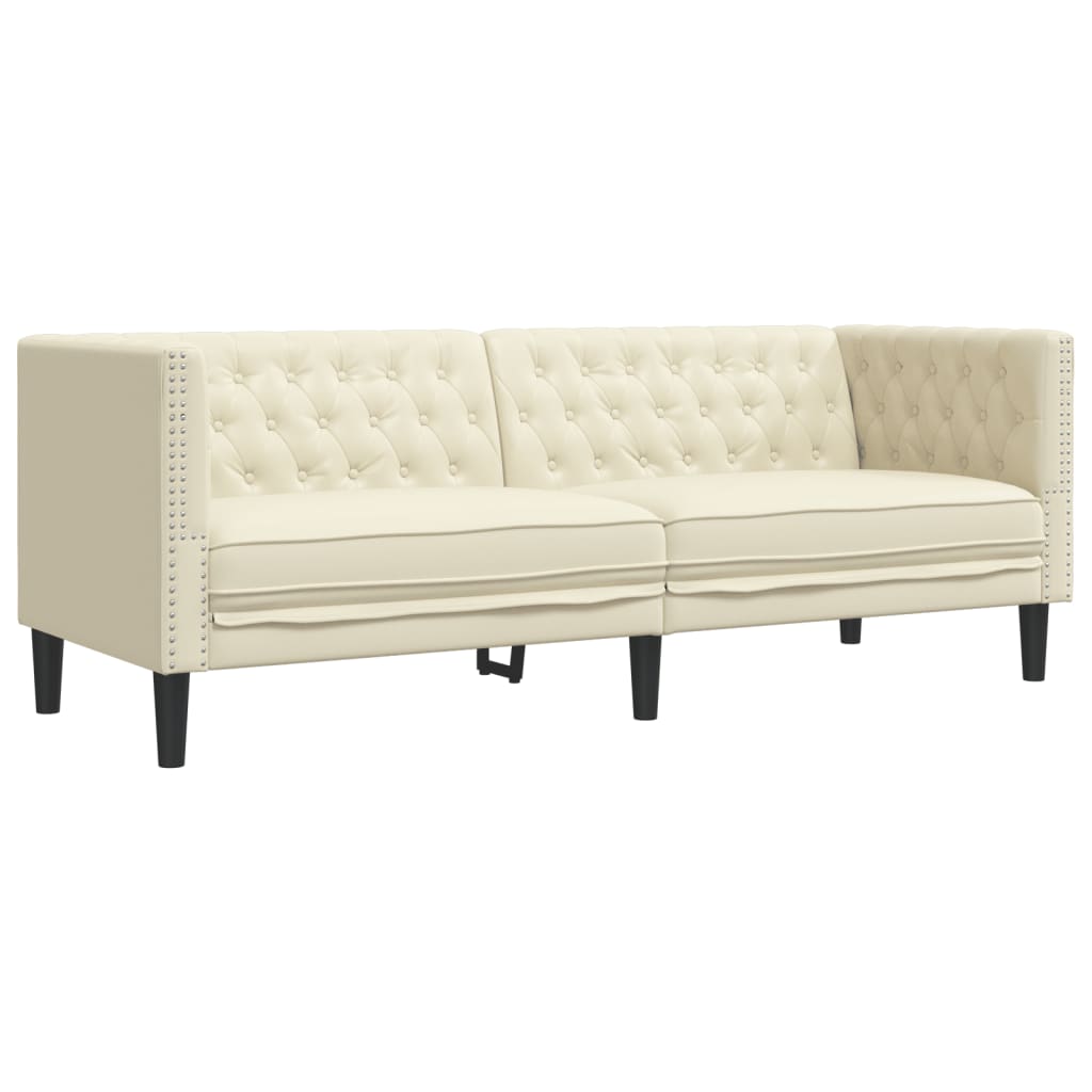 Ensemble de canapé Chesterfield 2 pcs crème similicuir - XIOS