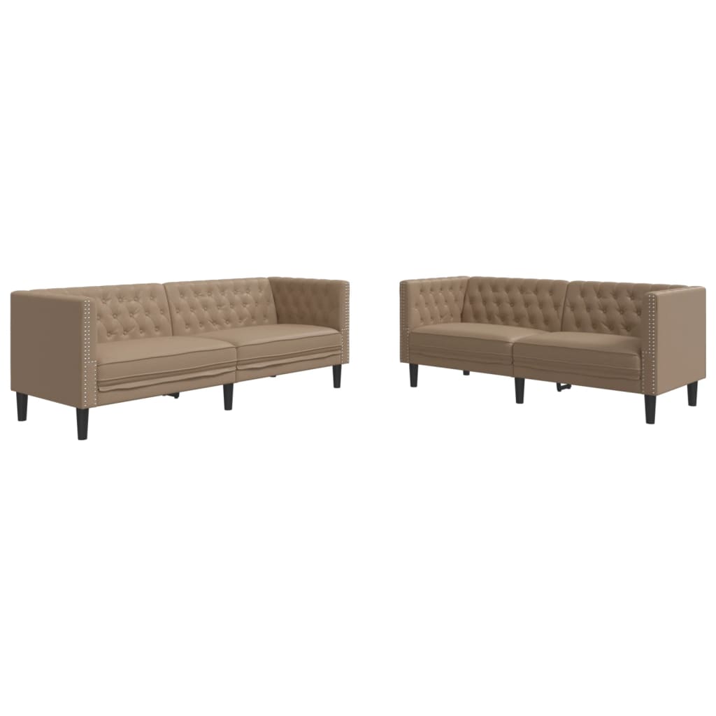 Ensemble de canapé Chesterfield 2 pcs cappuccino similicuir - XIOS