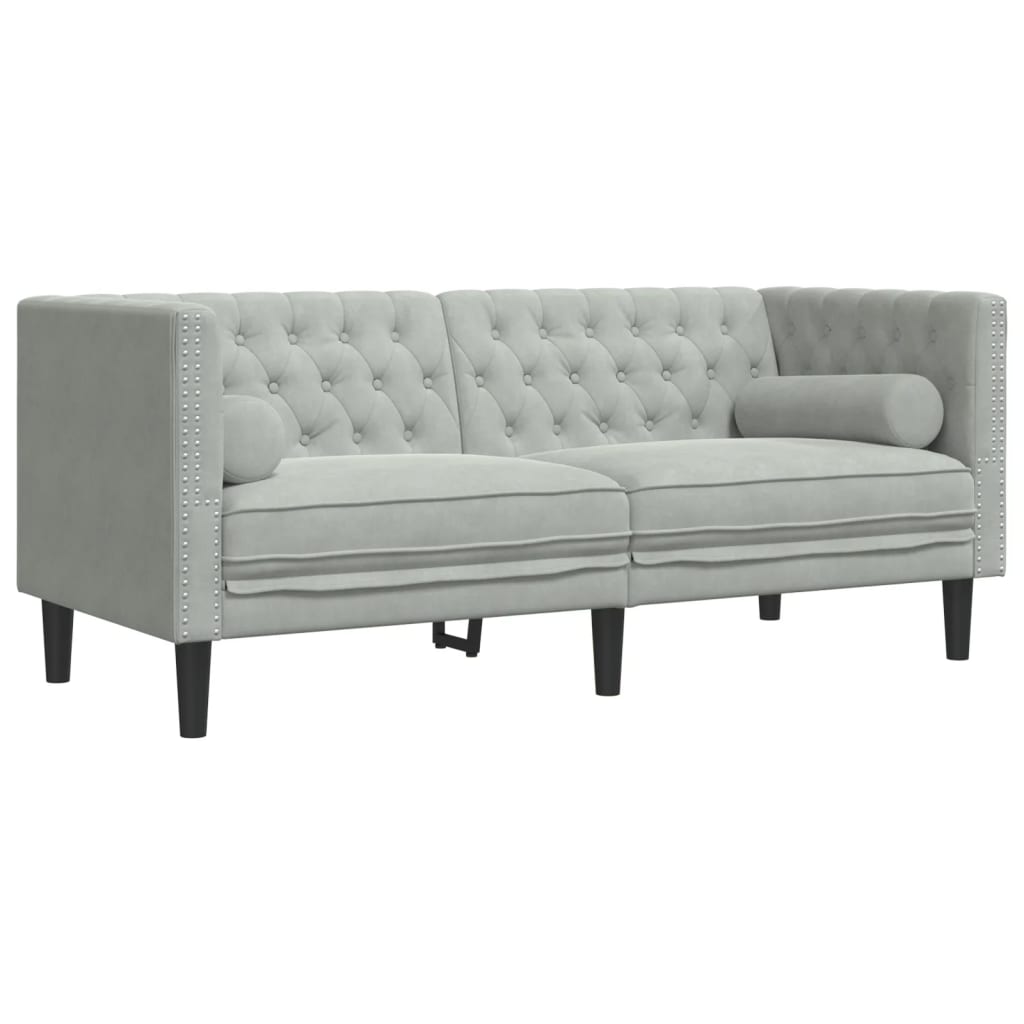 Ensemble de canapé Chesterfield et traversins 3 pcs gris clair - XIOS