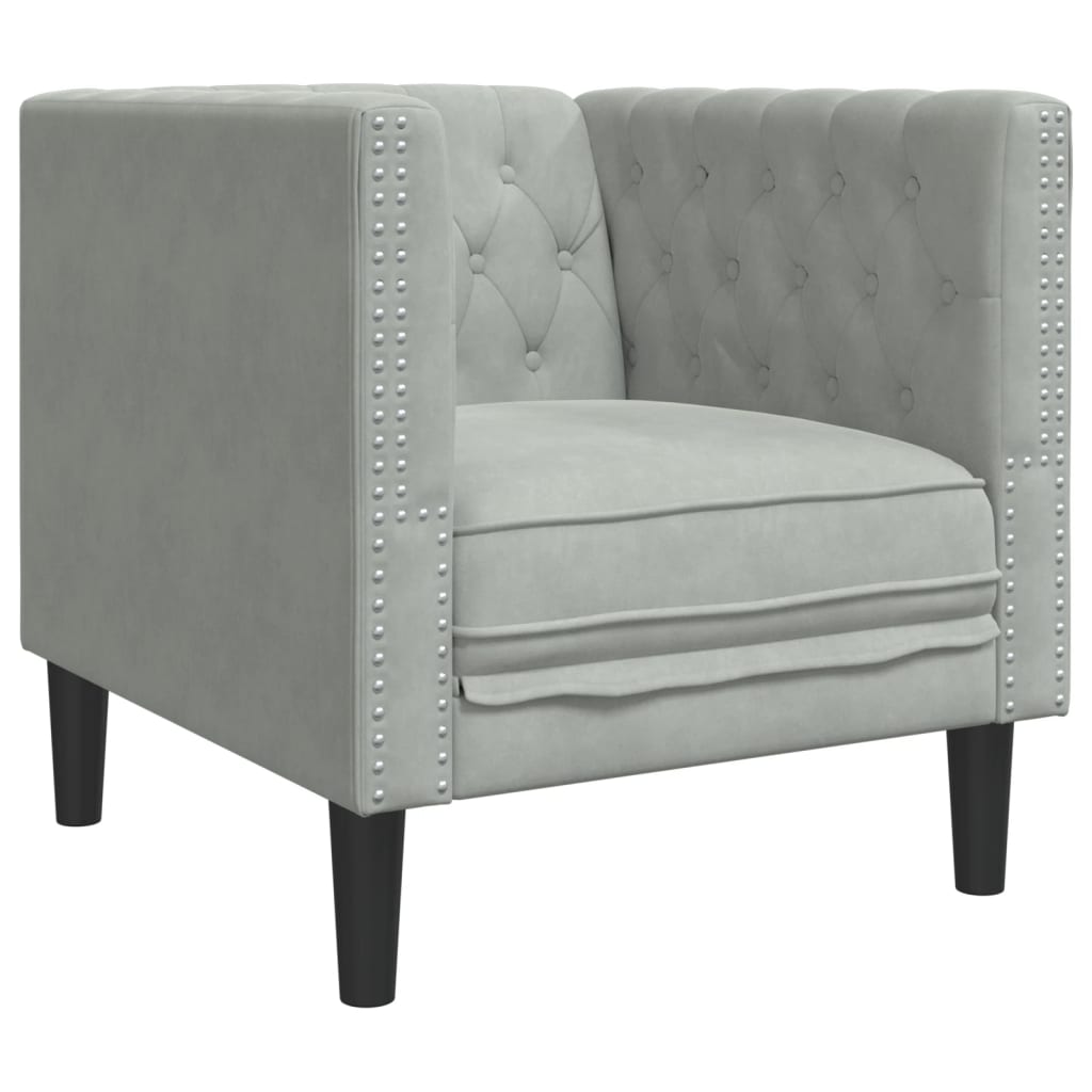 Ensemble de canapé Chesterfield et traversins 3 pcs gris clair - XIOS