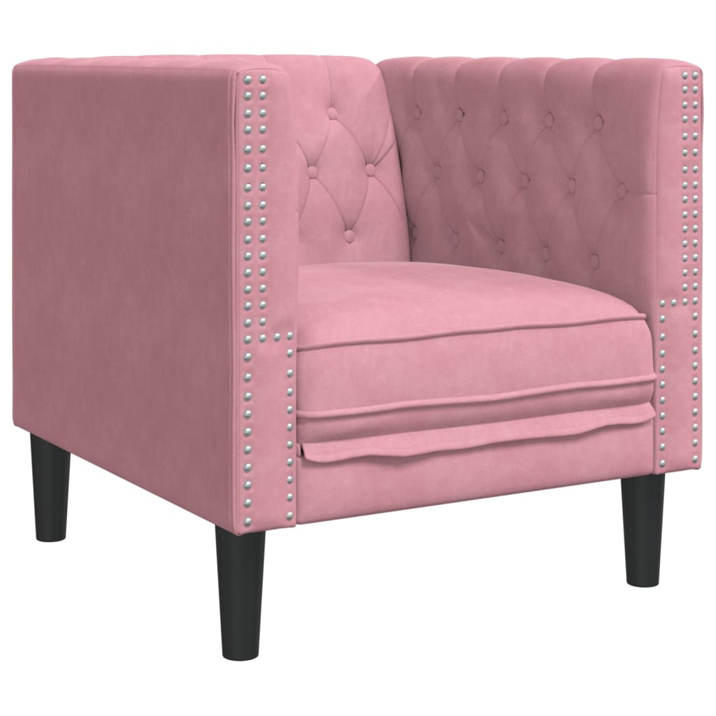 Ensemble de canapé Chesterfield et traversins 3pcs rose velours - XIOS
