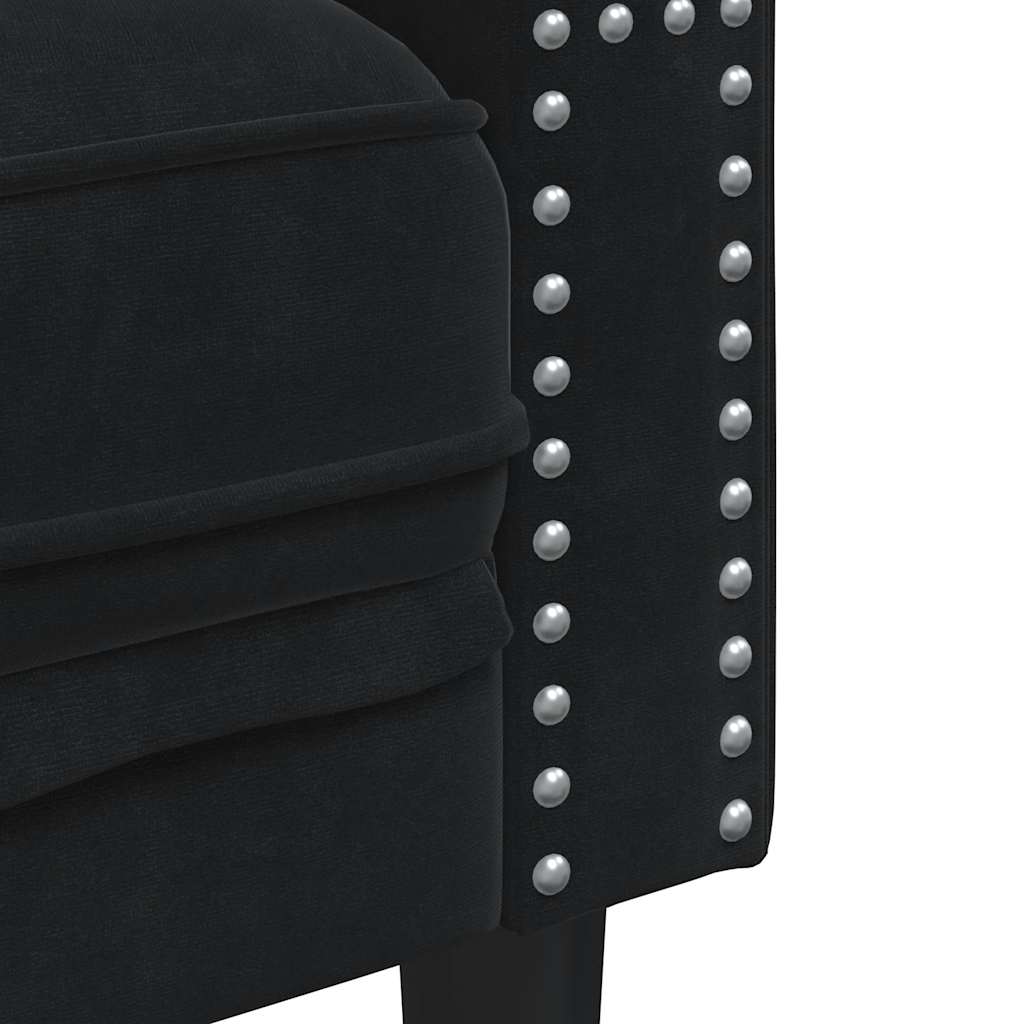 Ensemble de canapé Chesterfield et traversins 3pcs noir velours