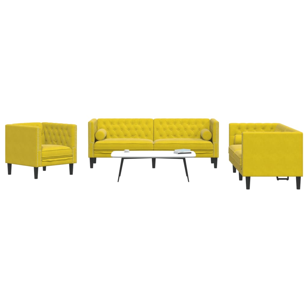 Ensemble de canapé Chesterfield et traversins 3 pcs velours - XIOS