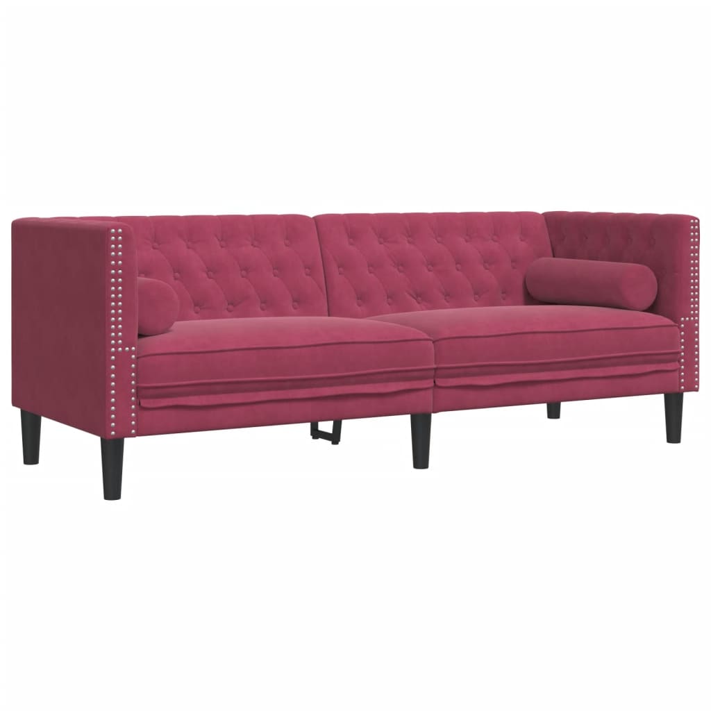 Ensemble de canapé Chesterfield et traversins 2 pcs velours
