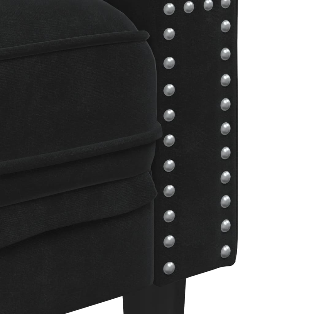 Ensemble de canapé Chesterfield et traversins 2pcs noir velours - XIOS