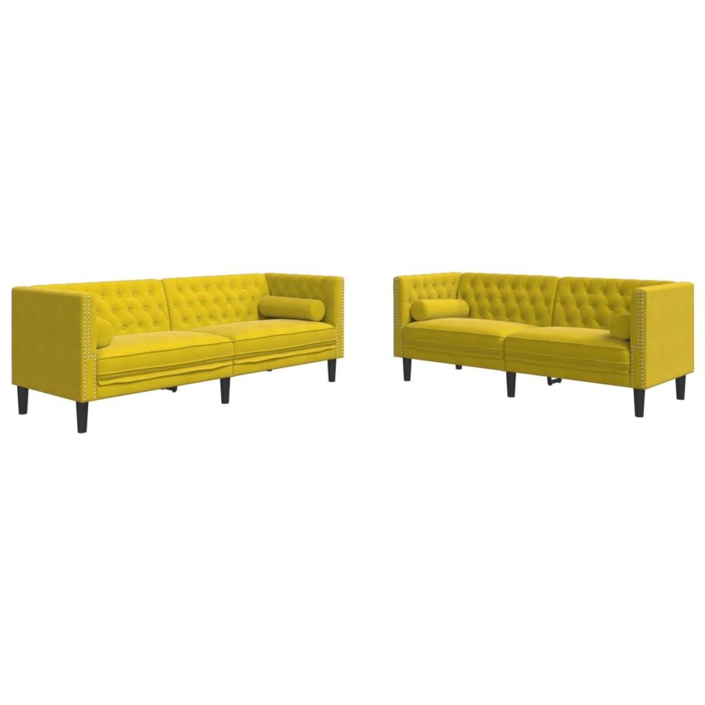 Ensemble de canapé Chesterfield et traversins 2 pcs velours - XIOS