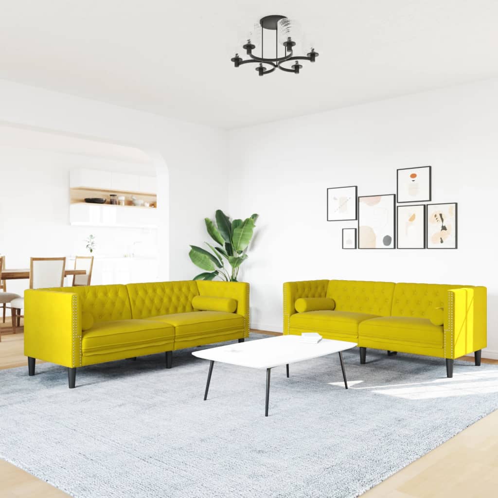 Ensemble de canapé Chesterfield et traversins 2 pcs velours - XIOS