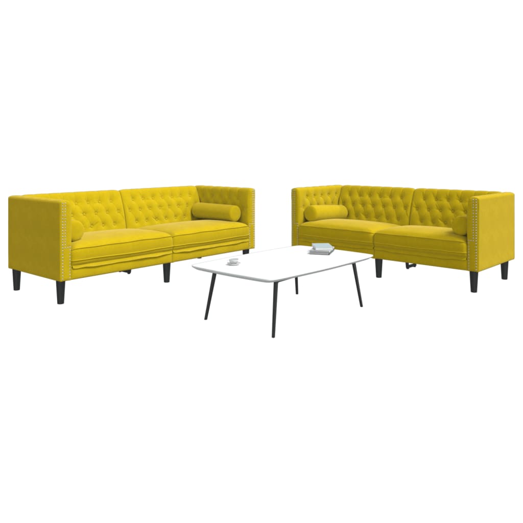 Ensemble de canapé Chesterfield et traversins 2 pcs velours - XIOS
