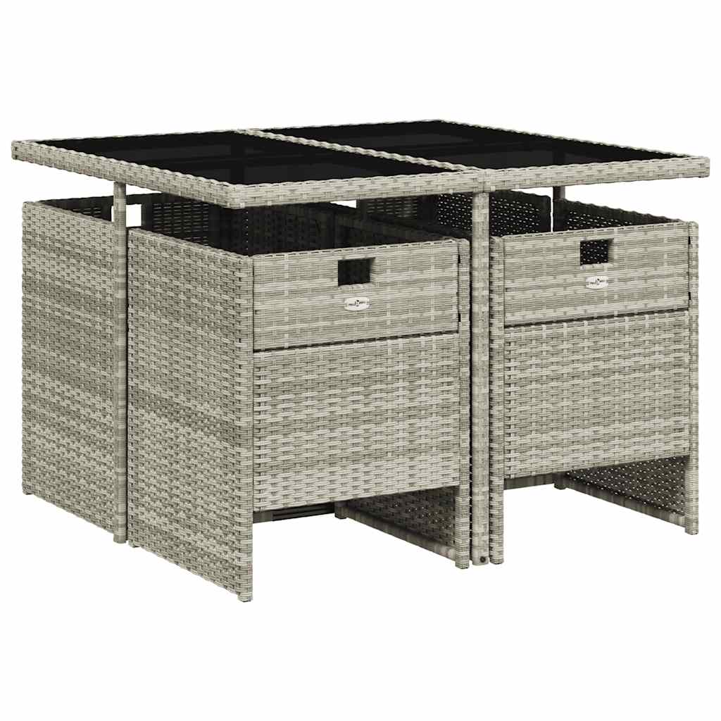 Ensemble à manger de jardin et coussins 5 pcs gris clair rotin