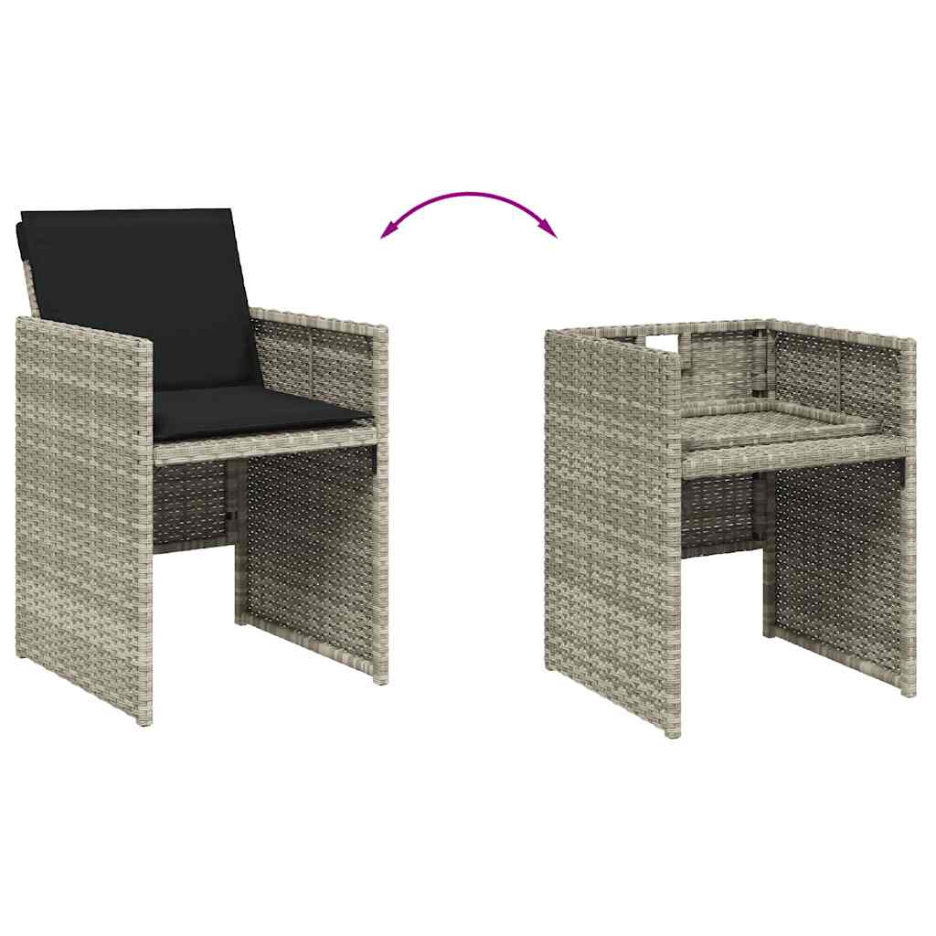Ensemble à manger de jardin et coussins 7 pcs gris clair rotin