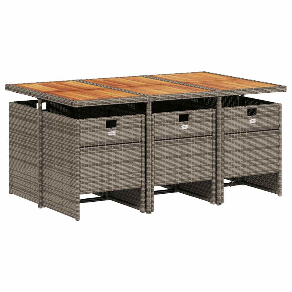 Ensemble à manger de jardin et coussins 7 pcs gris rotin