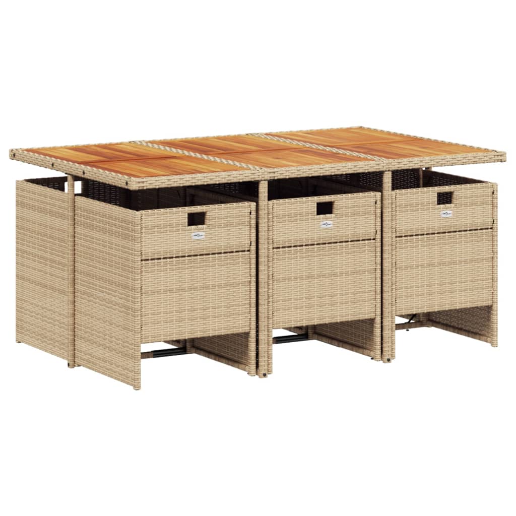 Ensemble à manger de jardin et coussins 7 pcs beige poly rotin Salons de jardin vidaXL