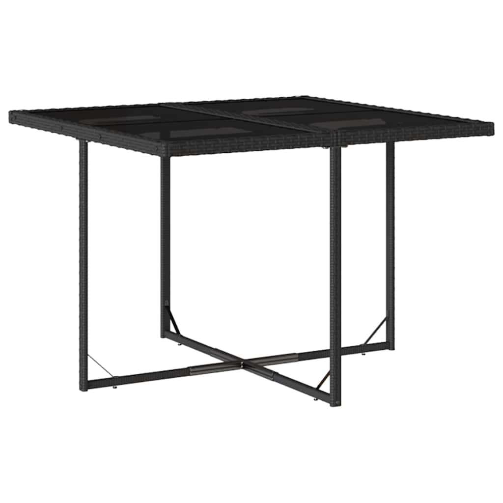 Ensemble à manger jardin 9pcs et coussins noir résine tressée