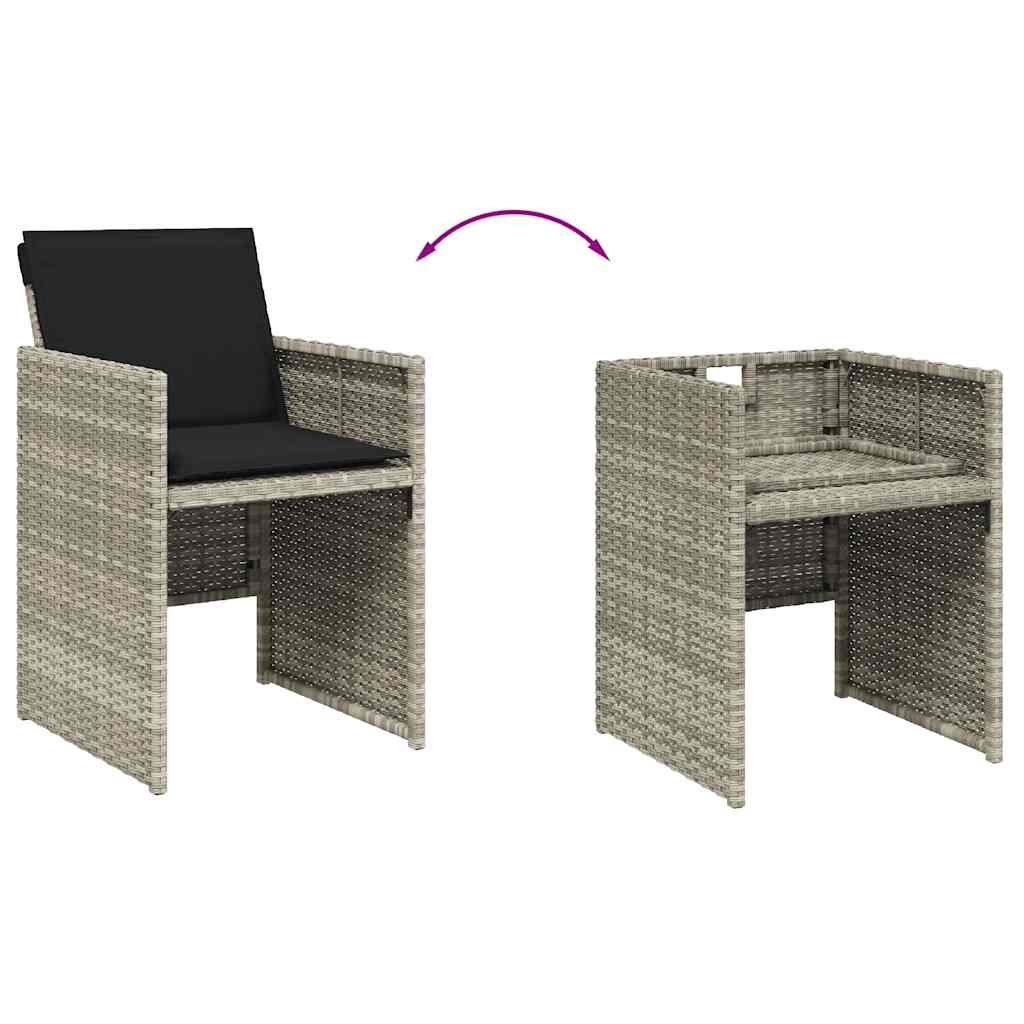 Ensemble à manger de jardin et coussins 9 pcs gris clair rotin