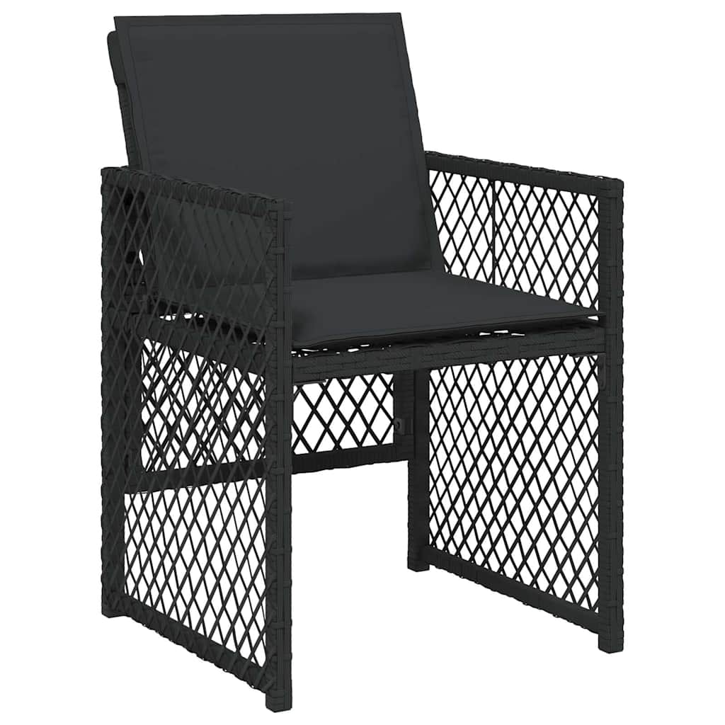 Ensemble à manger de jardin coussins 5pcs noir résine tressée